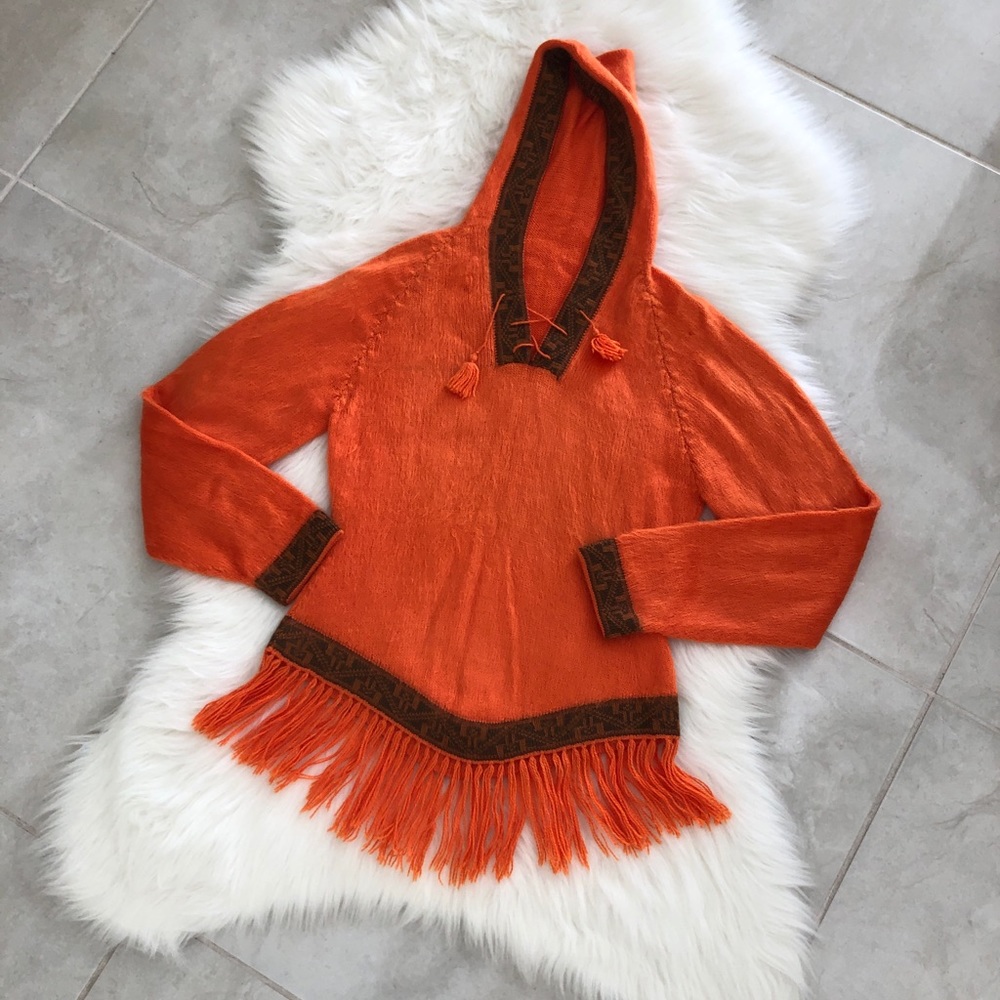 Stunning Orange Alpaca Fur Hoodie Sweater, Small - Picture 3 of 7